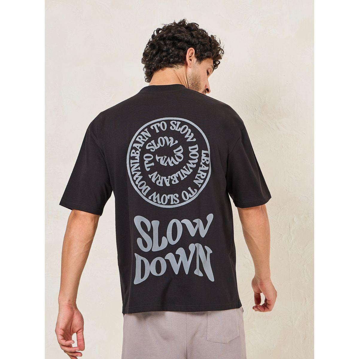 Styli Back Printed Oversized Cotton Rich T-Shirt with Mock Neck Detail-men-clothing-tshirtsandpolos-tshirts-image-1