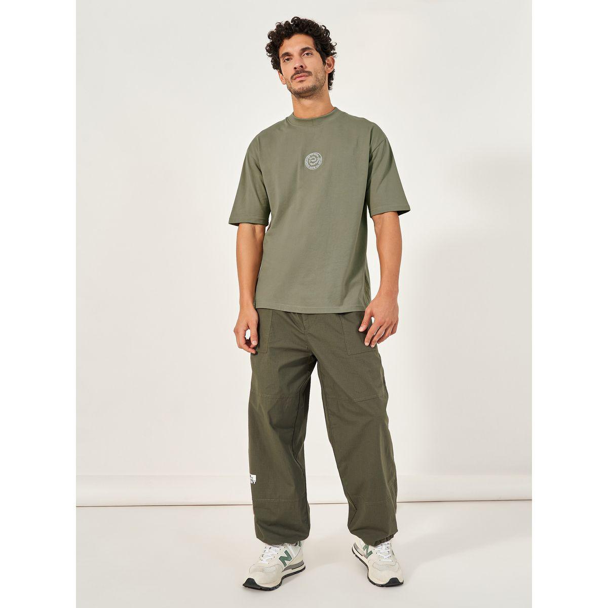Styli Printed Oversized Cotton Rich T-Shirt with Mock Neck Detail-men-clothing-tshirtsandpolos-tshirts-image-2