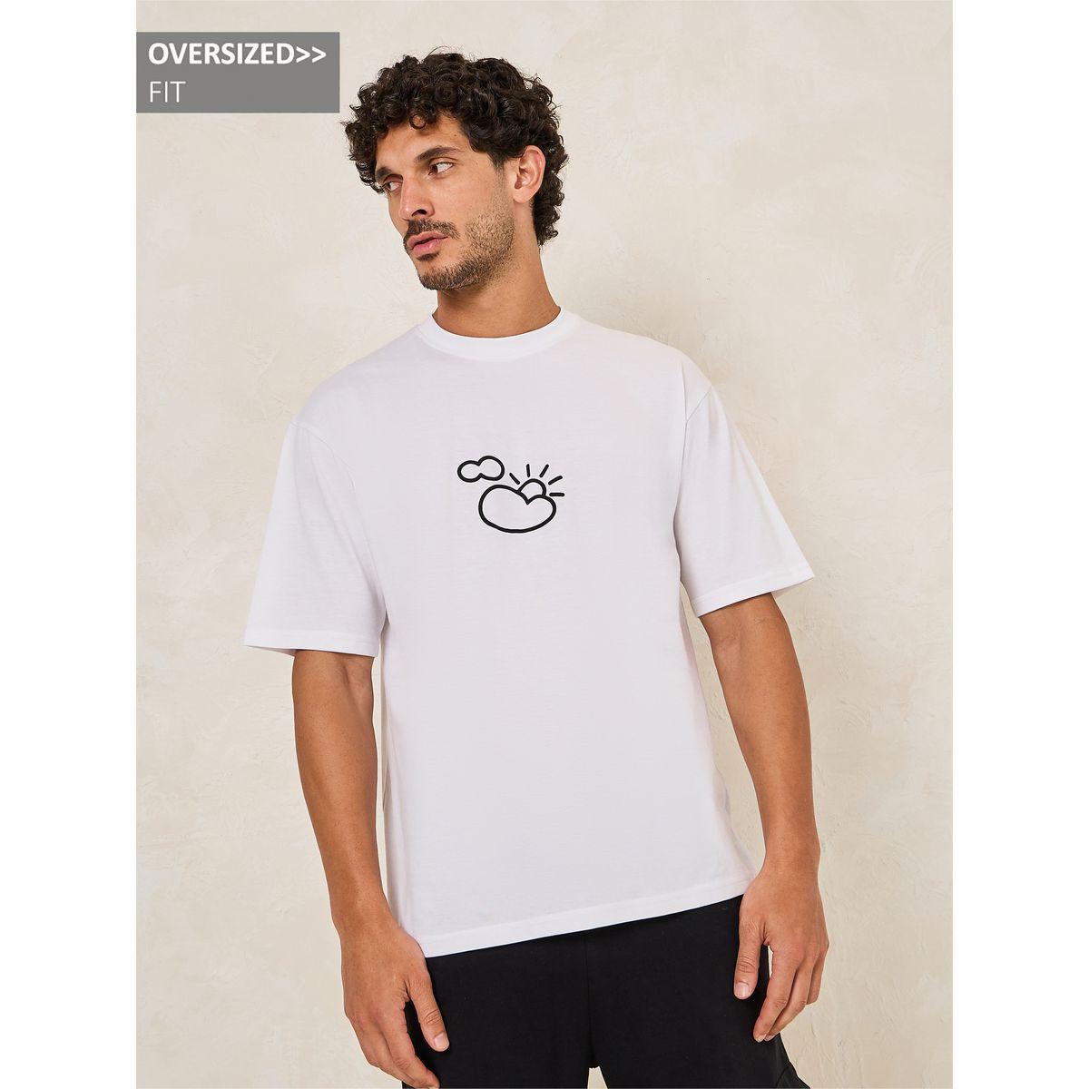 تيشيرت قطن فضفاض بطبعة ناعمة-men-clothing-tshirtsandpolos-tshirts-image-1