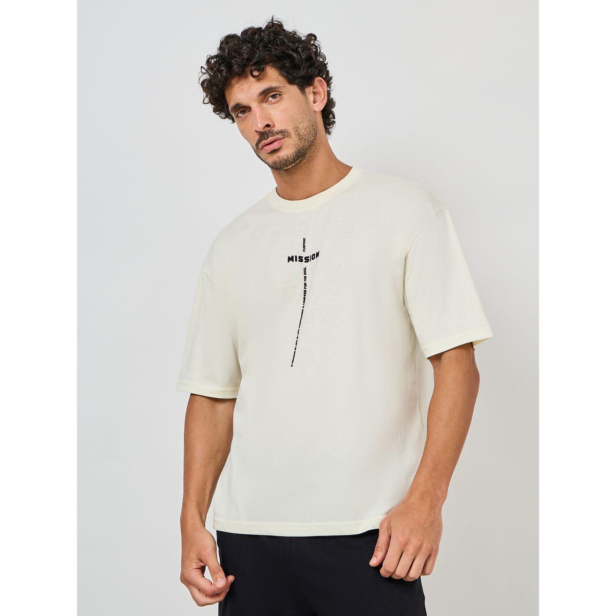 تيشيرت قطن فضفاض بطبعة كتابة ناعمة-men-clothing-tshirtsandpolos-tshirts-image-1