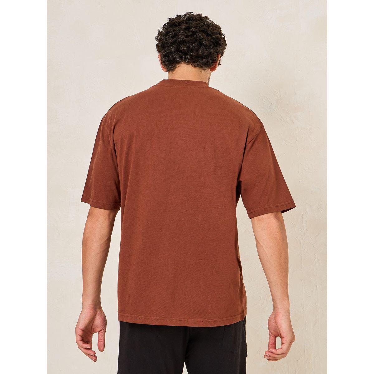 Styli Initial Print Oversized Cotton Rich T-Shirt with Mock Neck Detail-men-clothing-tshirtsandpolos-tshirts-image-4