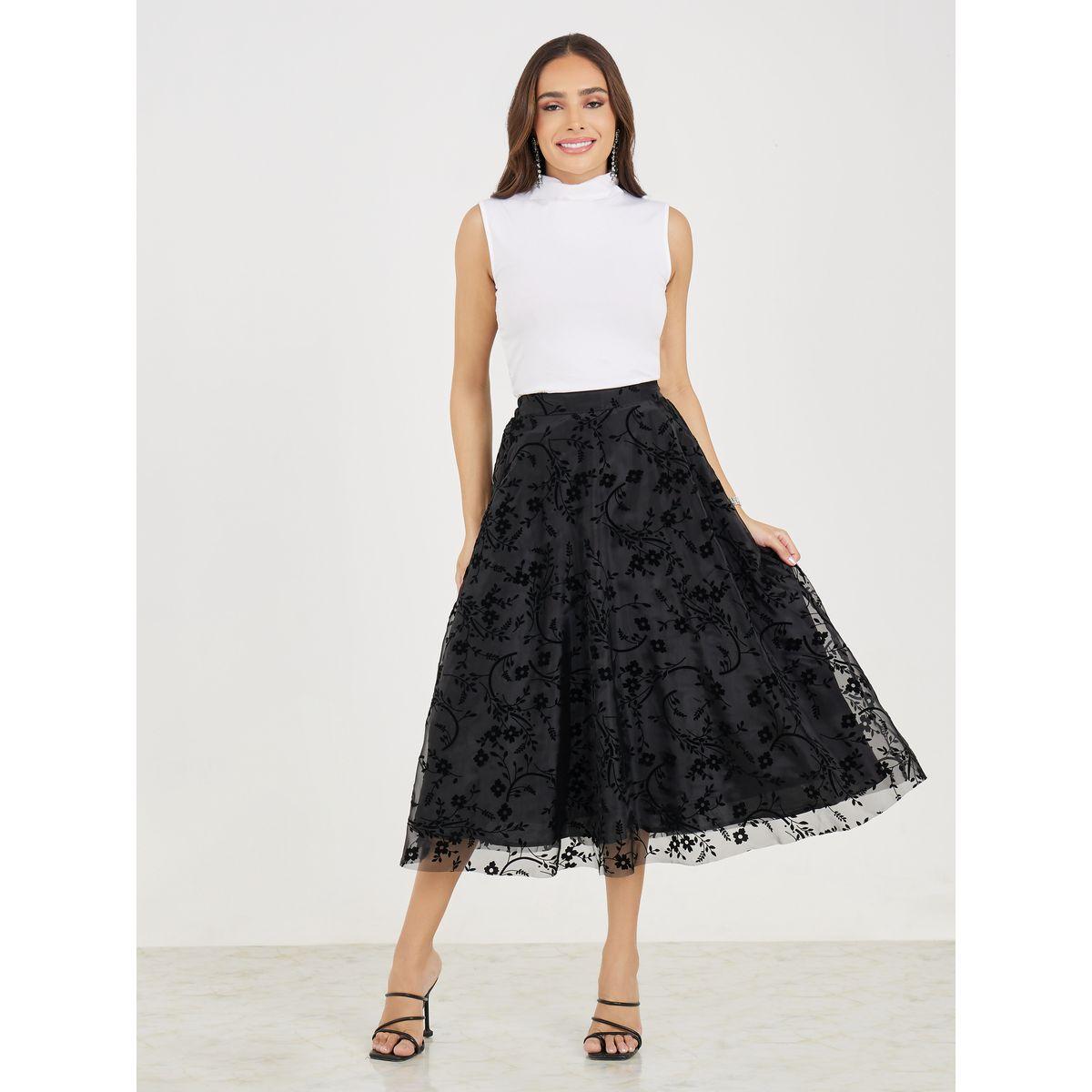 Styli Double Layered Tulle Floral Print A-Line Midi Skirt-women-clothing-bottoms-skirts-image-2