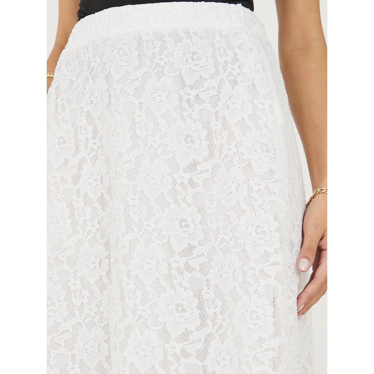 تنورة طويلة سادة بتفاصيل دانتيل-women-clothing-bottoms-skirts-image-3
