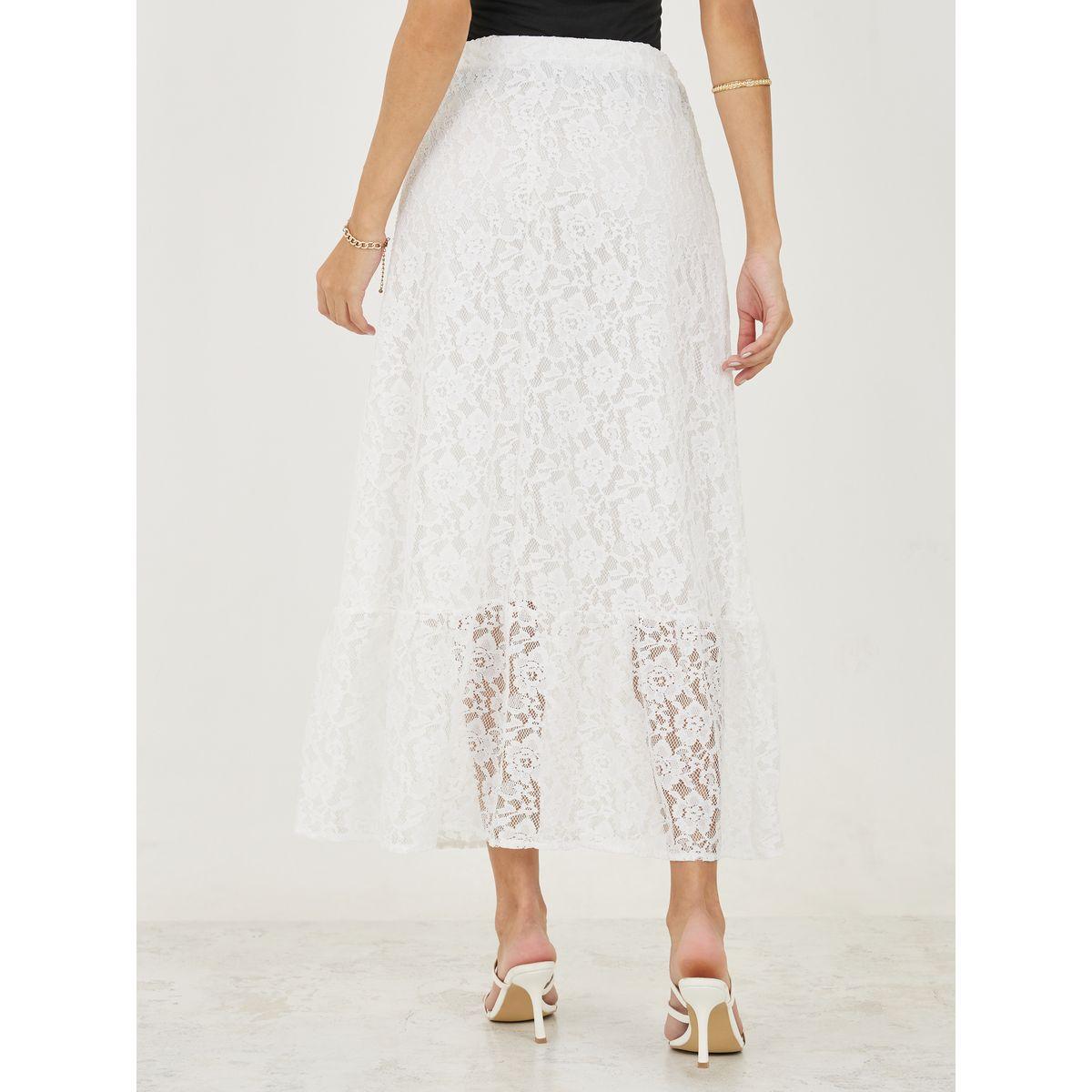 تنورة طويلة سادة بتفاصيل دانتيل-women-clothing-bottoms-skirts-image-4