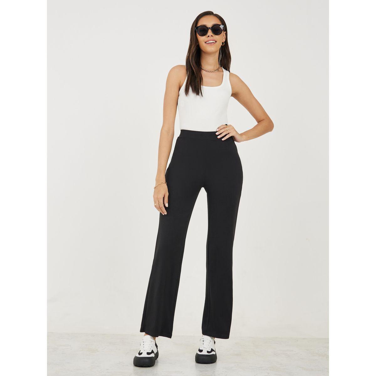 بنطال محبوك بارجل مستقيمة مع سحَّاب جانبي-women-clothing-bottoms-trousers-image-2