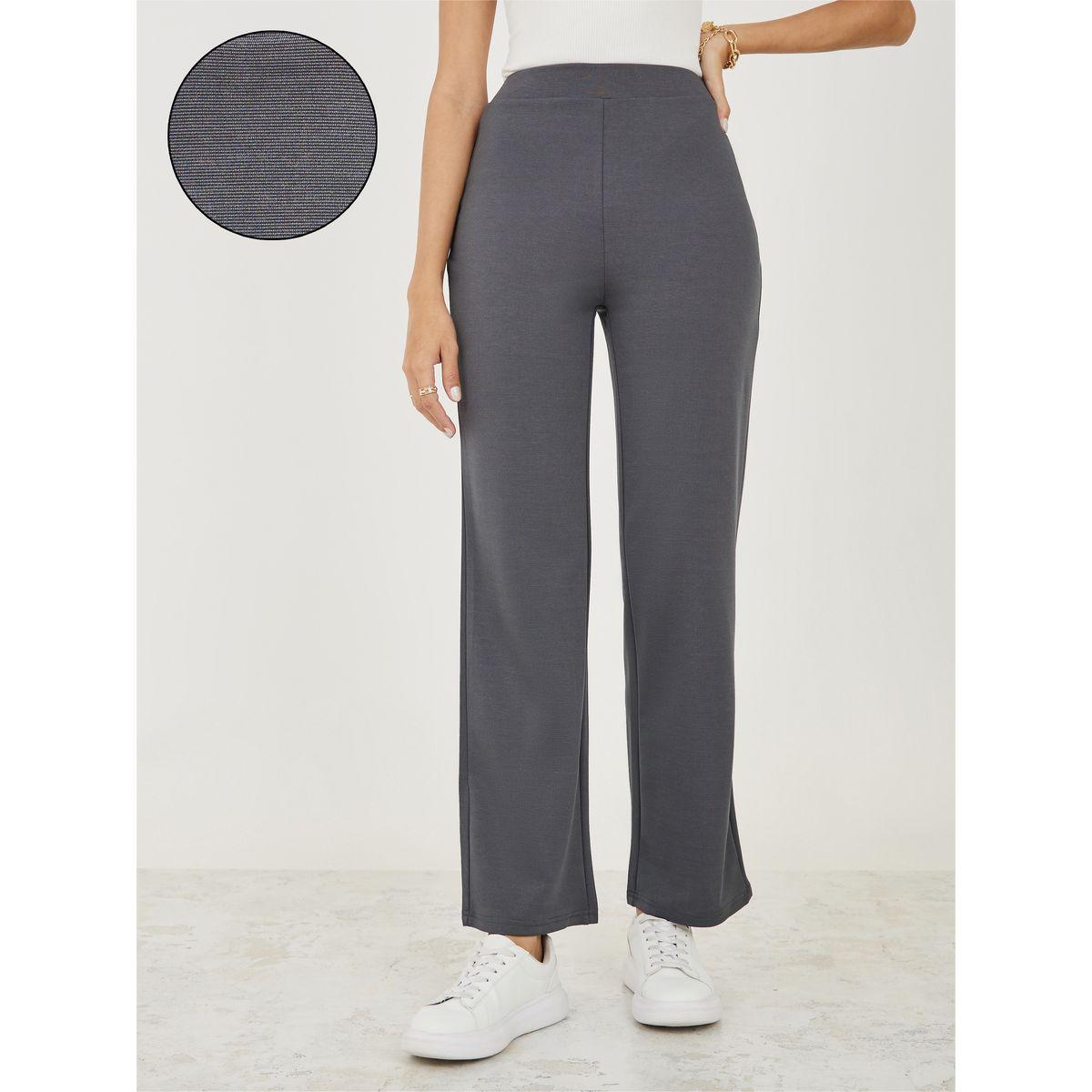Styli Knitted Straight Leg Pants with Side Zip Detail-women-clothing-bottoms-trousers-image-1