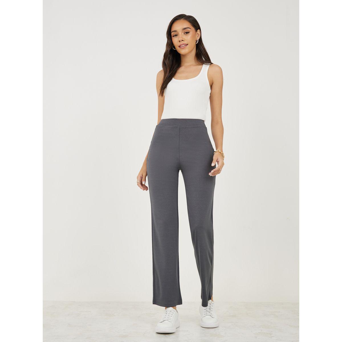 Styli Knitted Straight Leg Pants with Side Zip Detail-women-clothing-bottoms-trousers-image-2