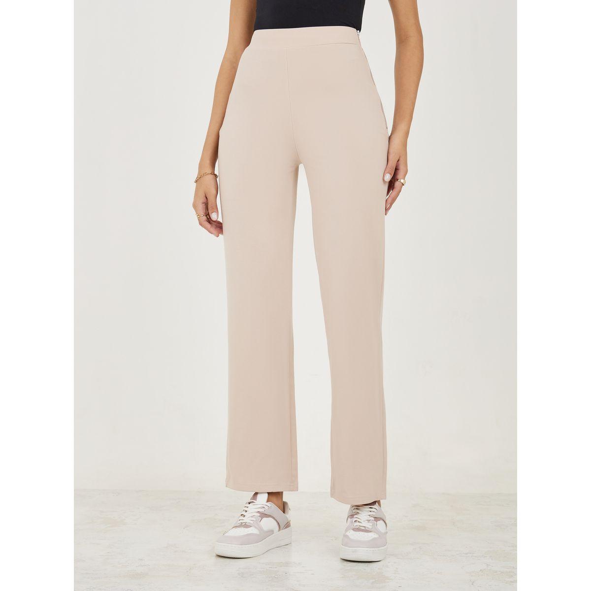 Styli Knitted Straight Leg Pants with Side Zip Detail-women-clothing-bottoms-trousers-image-1
