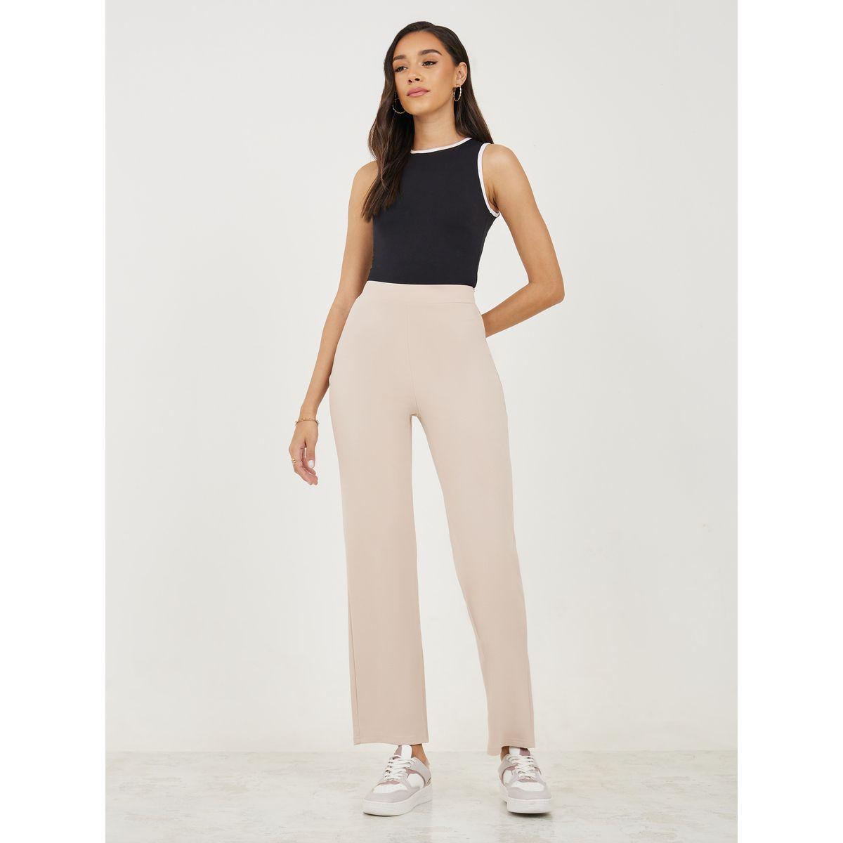 Styli Knitted Straight Leg Pants with Side Zip Detail-women-clothing-bottoms-trousers-image-2
