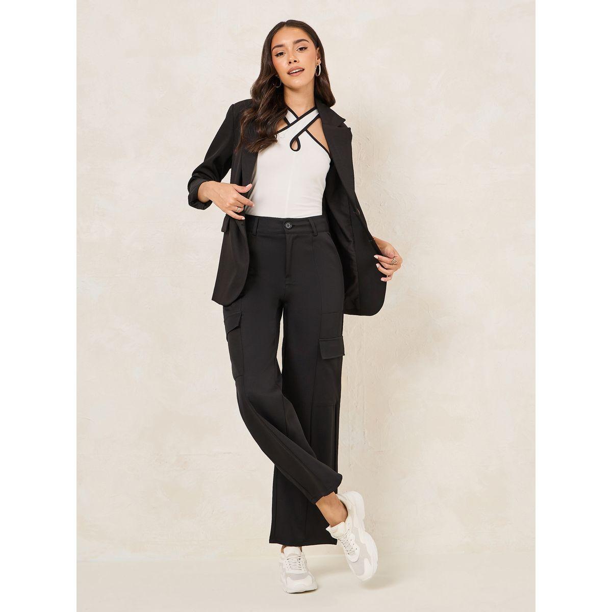 Styli Straight Fit Cargo Pants with Belt Loops-women-clothing-bottoms-trousers-image-2