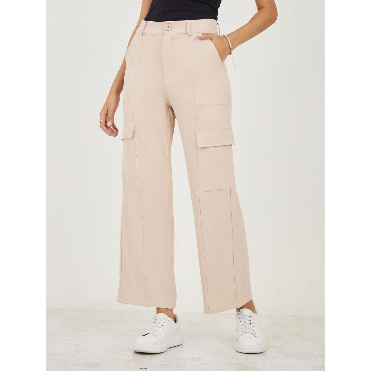Styli Straight Fit Cargo Pants with Belt Loops-women-clothing-bottoms-trousers-image-1