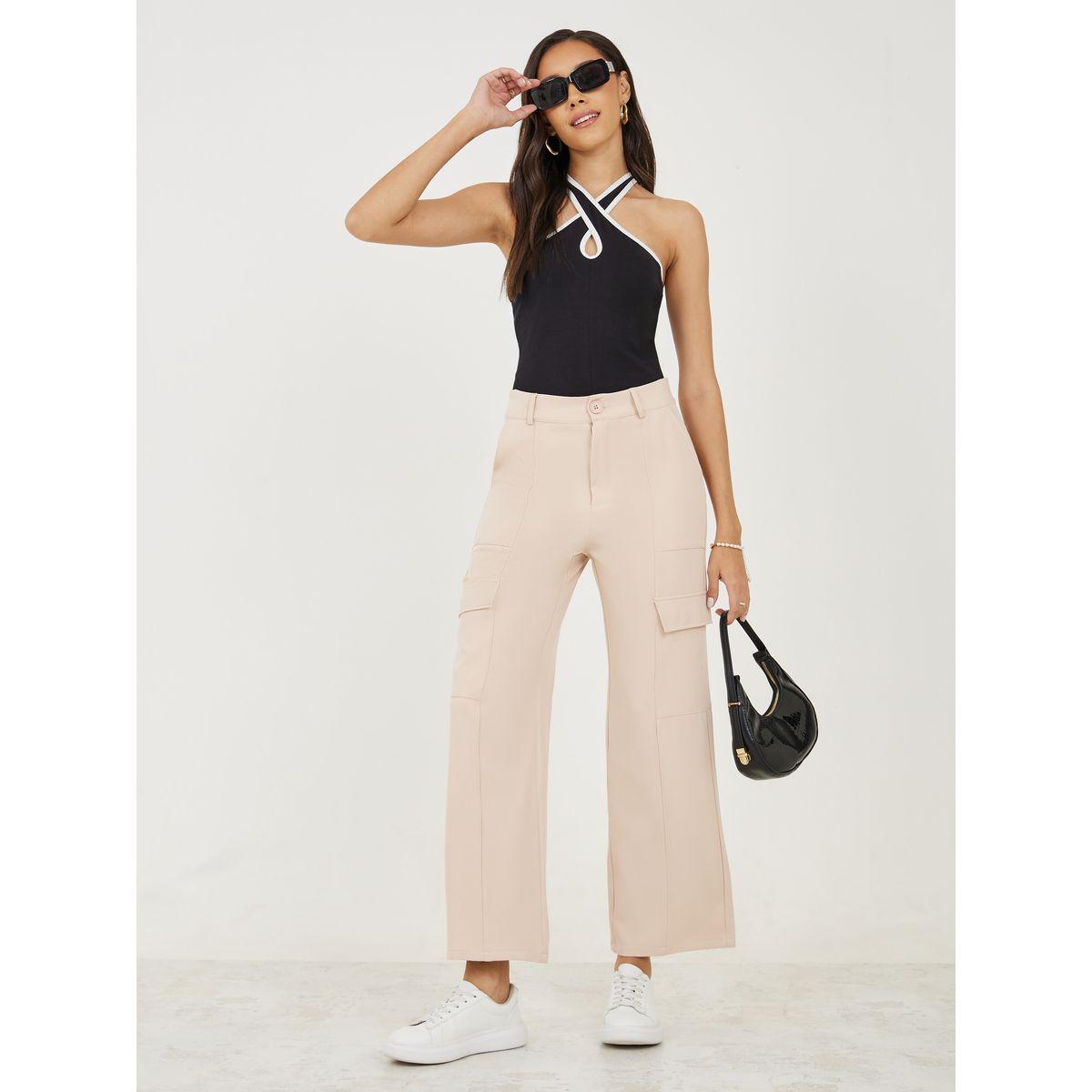Styli Straight Fit Cargo Pants with Belt Loops-women-clothing-bottoms-trousers-image-2