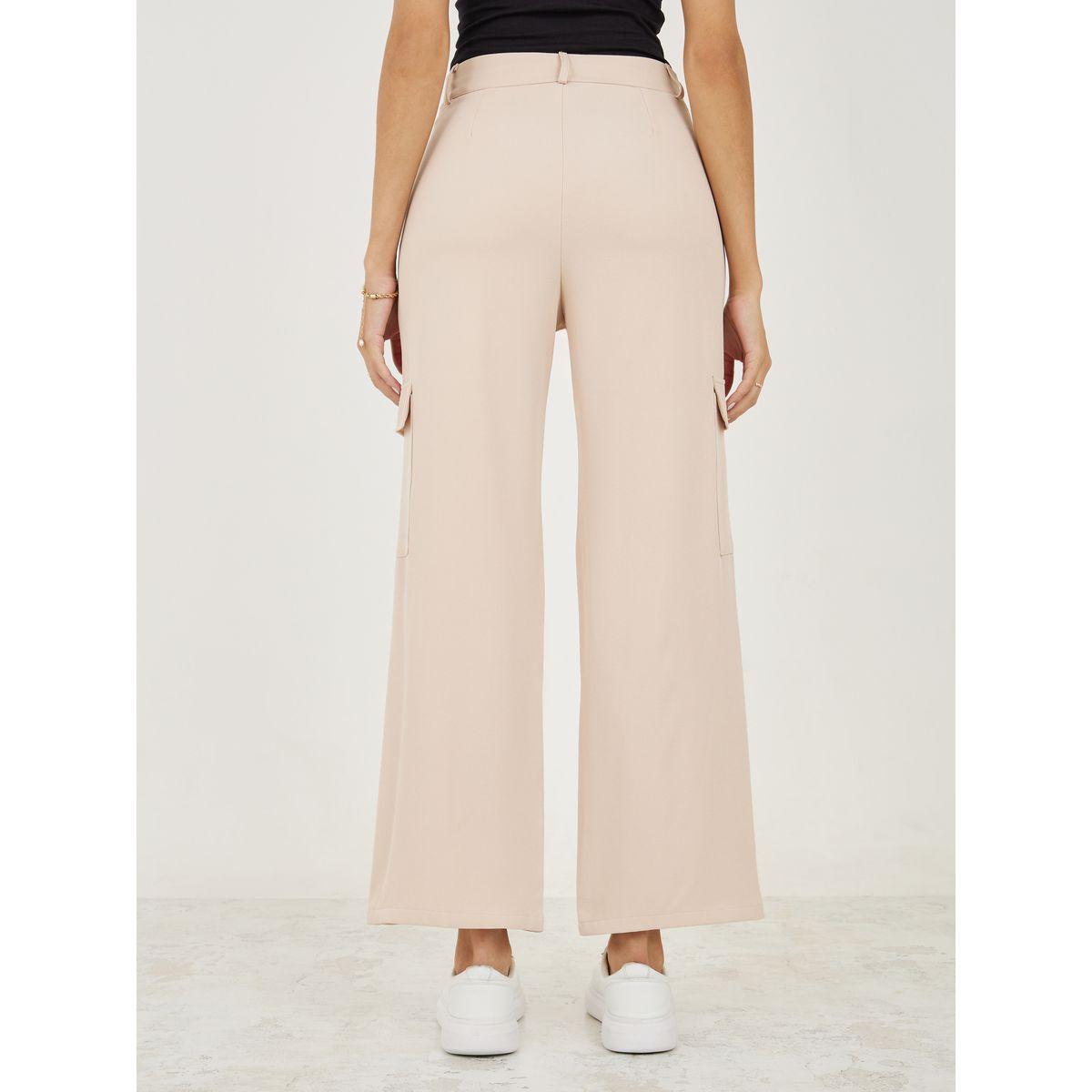 Styli Straight Fit Cargo Pants with Belt Loops-women-clothing-bottoms-trousers-image-4