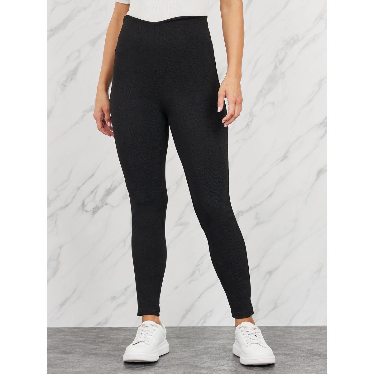 Styli Textured Asymmetric High Rise Waistband Leggings-women-clothing-bottoms-leggings-image-1