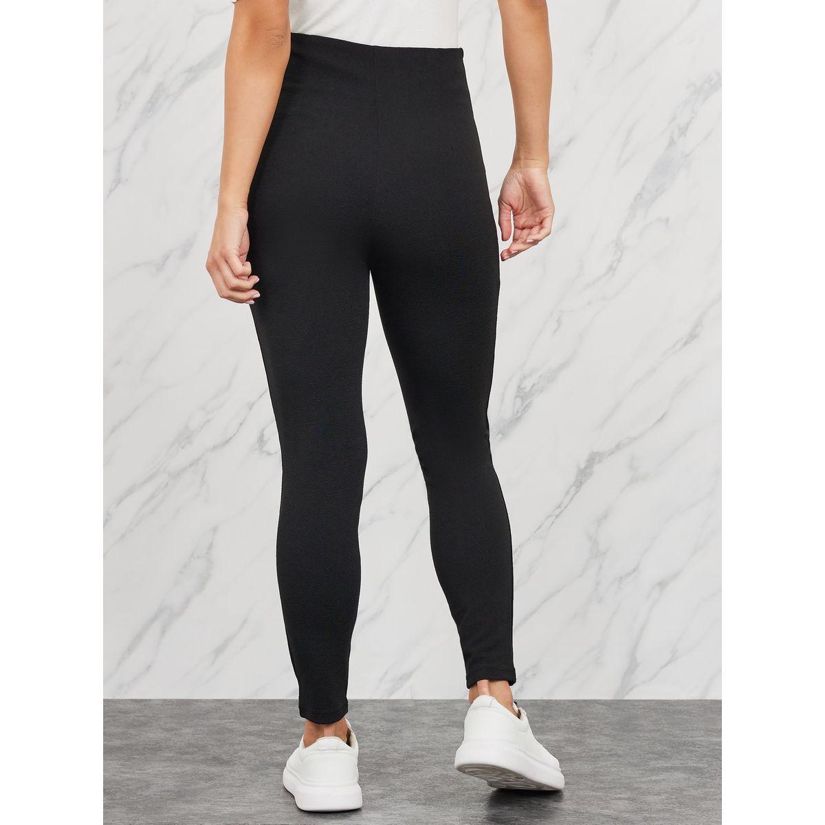 Styli Textured Asymmetric High Rise Waistband Leggings-women-clothing-bottoms-leggings-image-4