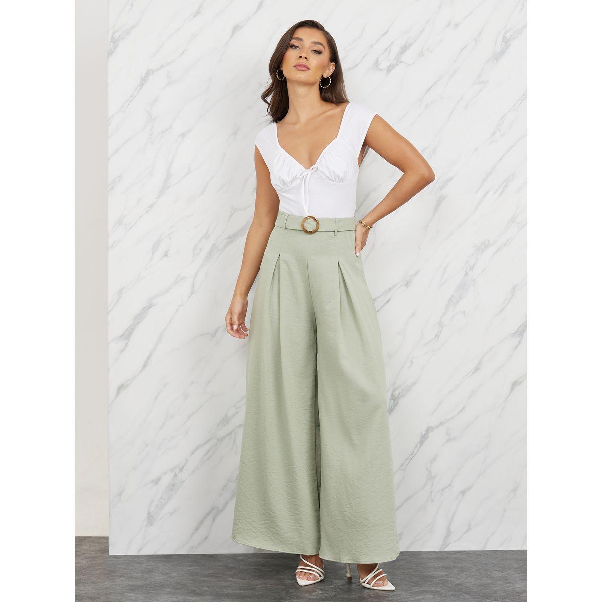 Styli Plicated Bucked Belt Wide Leg Pant-women-clothing-bottoms-trousers-image-2