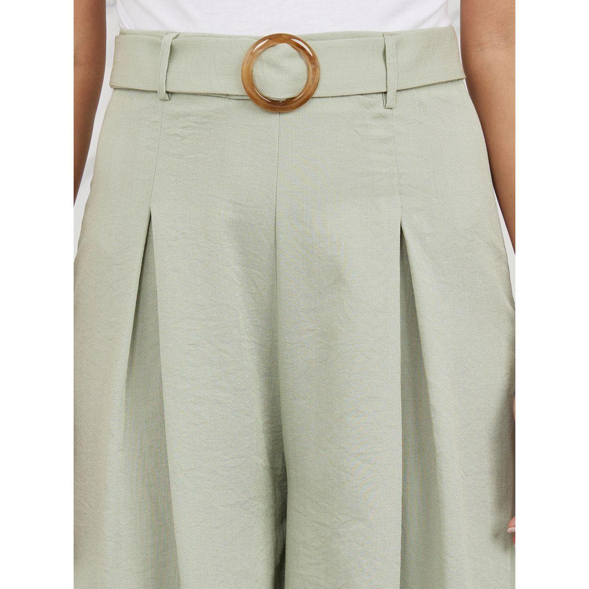 Styli Plicated Bucked Belt Wide Leg Pant-women-clothing-bottoms-trousers-image-3