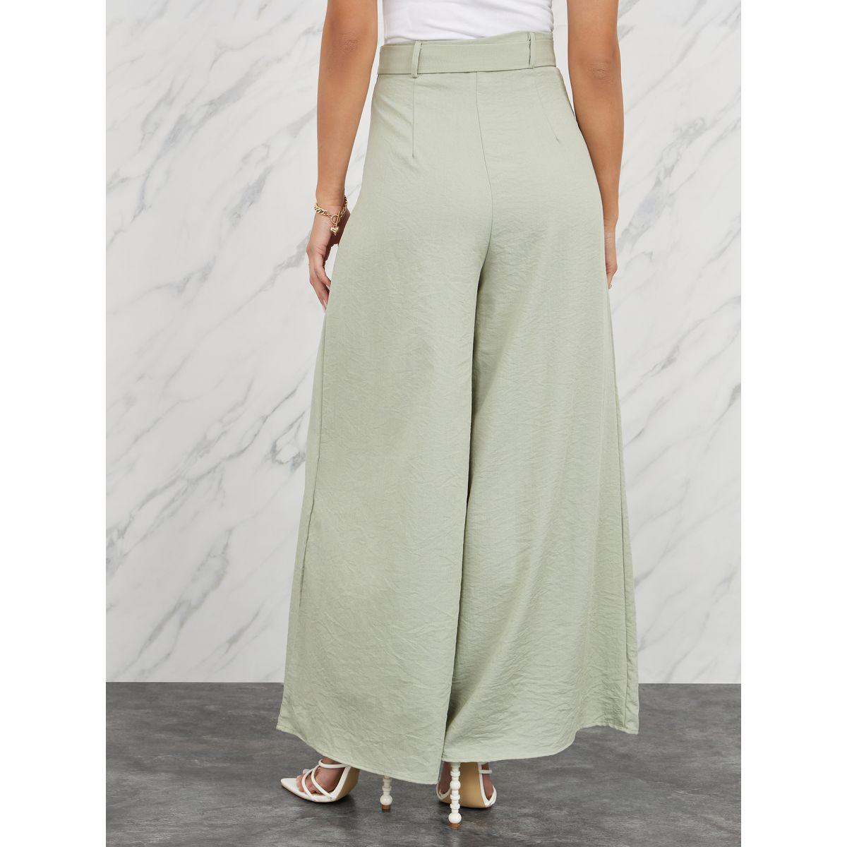 Styli Plicated Bucked Belt Wide Leg Pant-women-clothing-bottoms-trousers-image-4