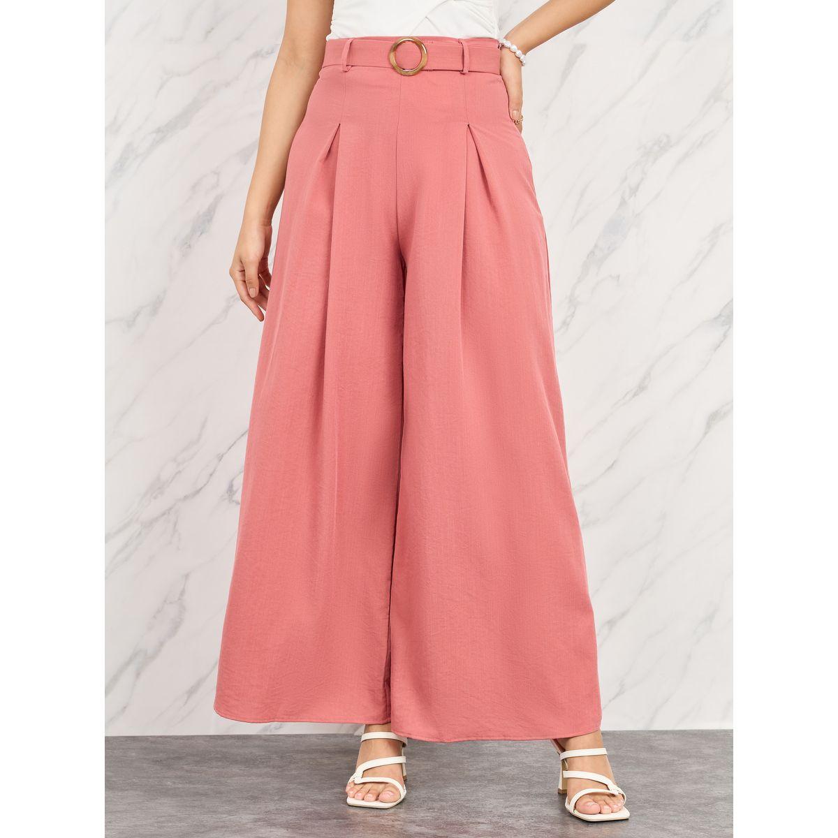 Styli Plicated Bucked Belt Wide Leg Pant-women-clothing-bottoms-trousers-image-1