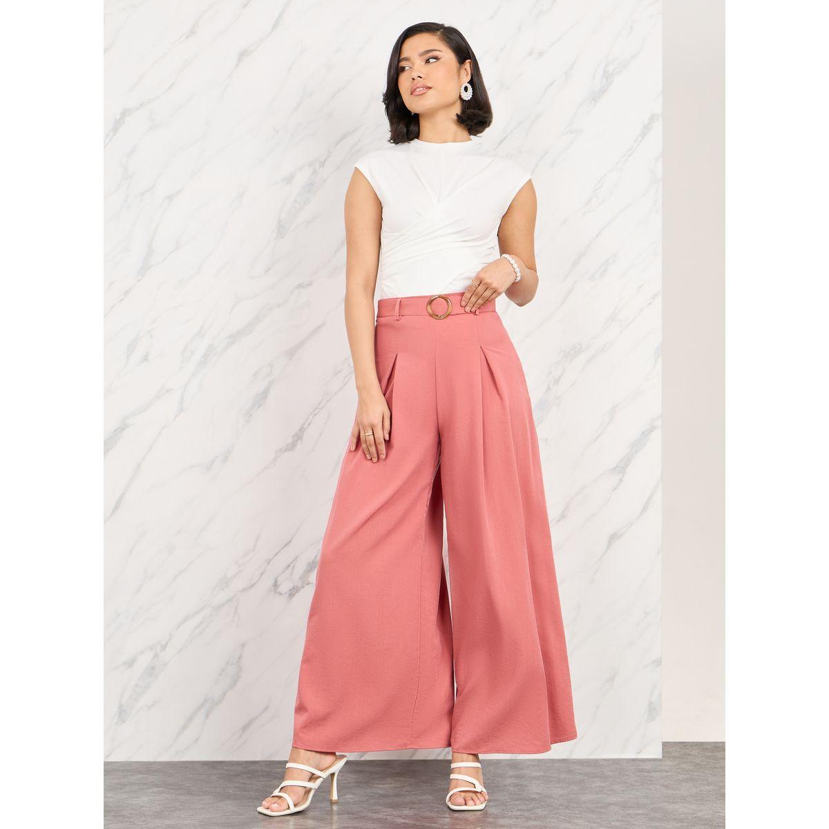 Styli Plicated Bucked Belt Wide Leg Pant-women-clothing-bottoms-trousers-image-2
