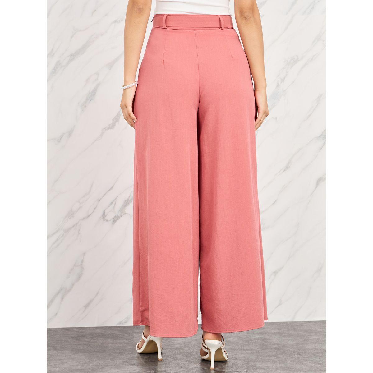 Styli Plicated Bucked Belt Wide Leg Pant-women-clothing-bottoms-trousers-image-4