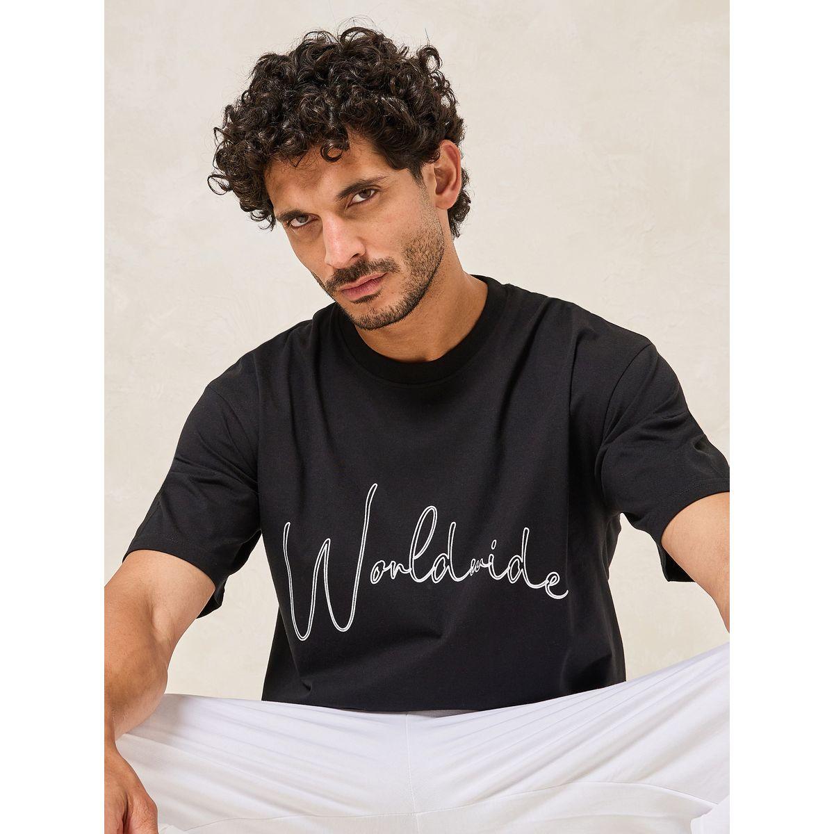 Styli Worldwide Slogan Oversized Cotton Rich T-Shirt-men-clothing-tshirtsandpolos-tshirts-image-1