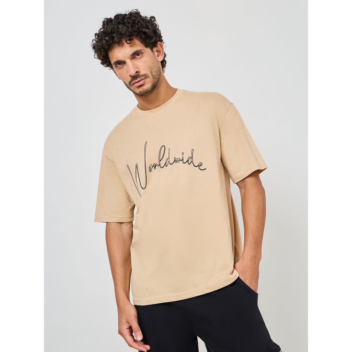 تيشيرت قطن فضفاض مطبع بكتابة-men-clothing-tshirtsandpolos-tshirts-image-1