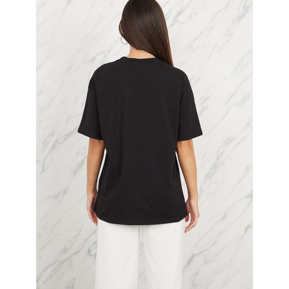 تيشيرت واسع مطبع بطبعة كتابة-women-clothing-tshirts-image-4