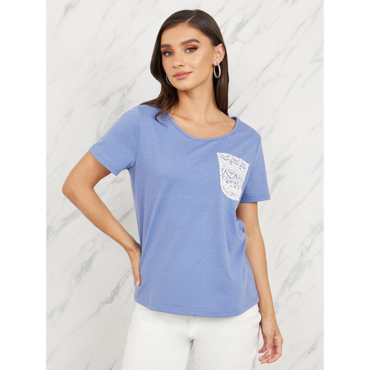 Styli Regular Fit Lace Pocket Detail T-Shirt-women-clothing-tshirts-image-2