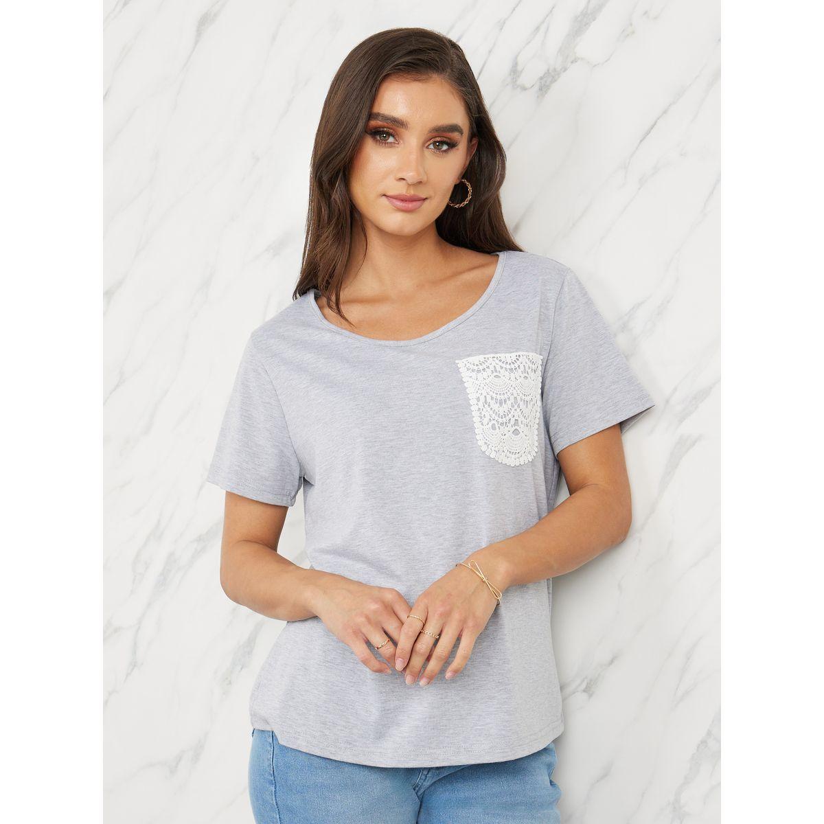 Styli Regular Fit Lace Pocket Detail T-Shirt-women-clothing-tshirts-image-1