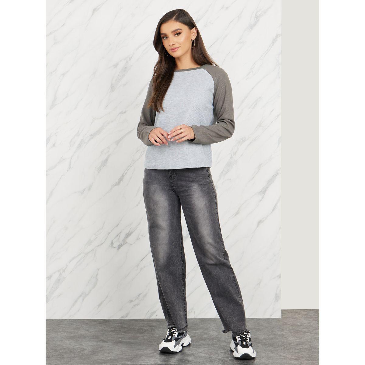 تيشيرت بنمط كتل الالوان واكمام ريجلان-women-clothing-tshirts-image-2