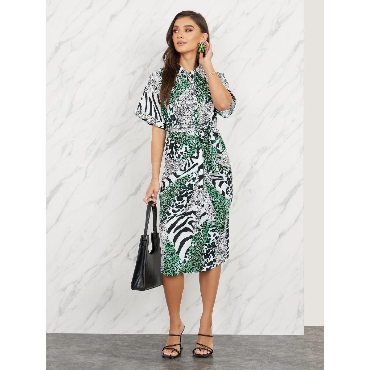 Styli Animal All Over Print Bodycon Knee Length Dress-women-clothing-dresses-image-1