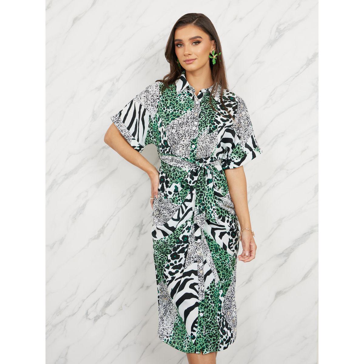 Styli Animal All Over Print Bodycon Knee Length Dress-women-clothing-dresses-image-2