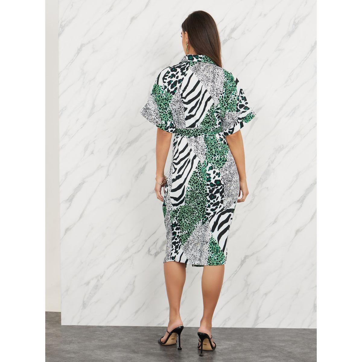 Styli Animal All Over Print Bodycon Knee Length Dress-women-clothing-dresses-image-4