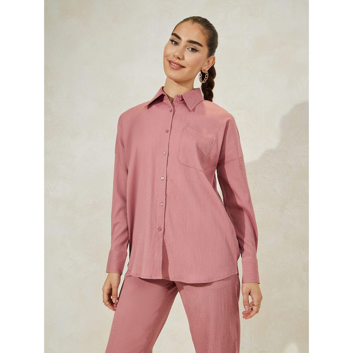 Styli Oversized Textured Shirt & Pants Co-Ords-women-clothing-coordsets-image-3