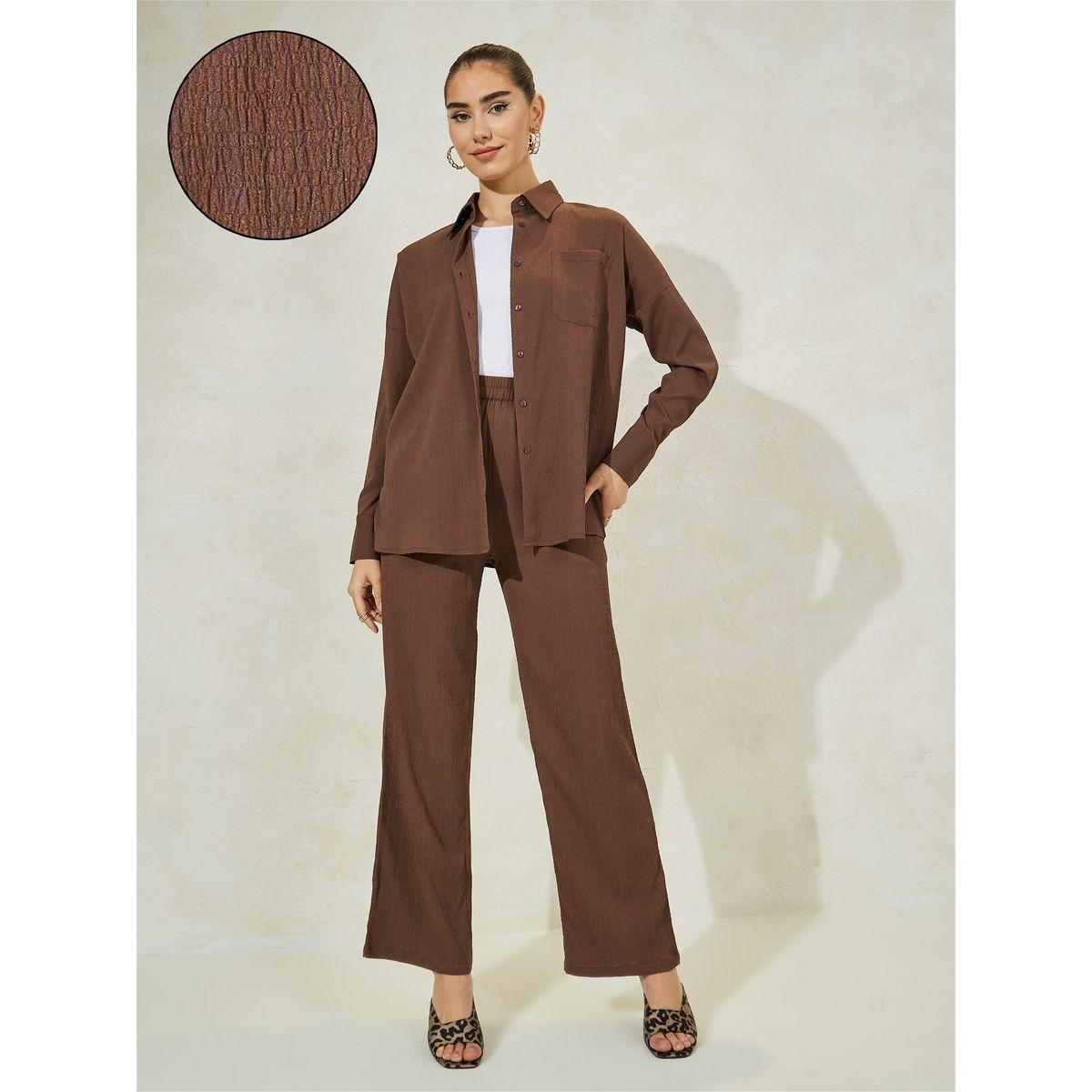 Styli Oversized Textured Shirt & Pants Co-Ords-women-clothing-coordsets-image-1