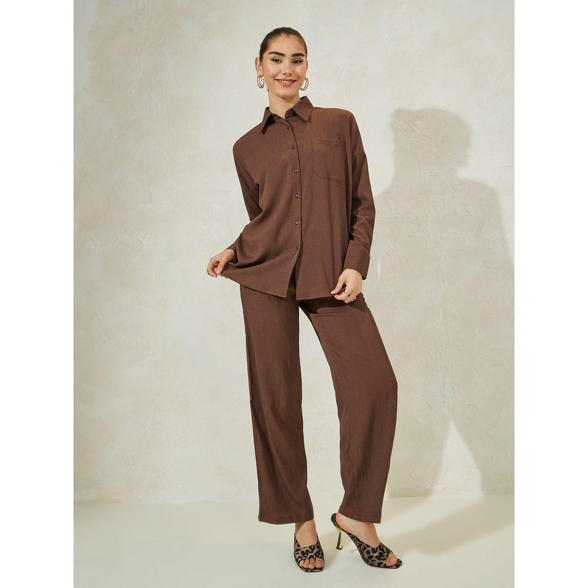 Styli Oversized Textured Shirt & Pants Co-Ords-women-clothing-coordsets-image-2