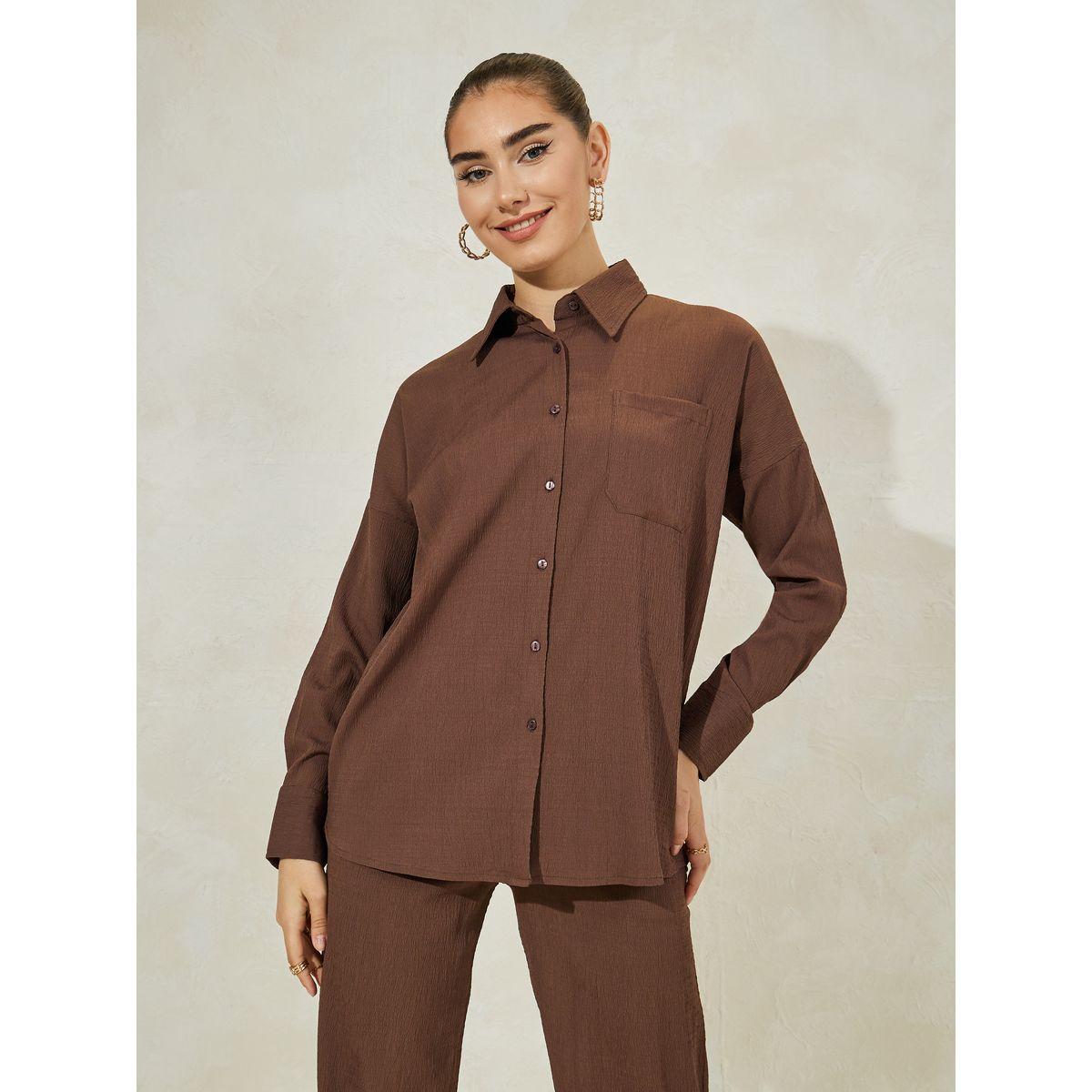 Styli Oversized Textured Shirt & Pants Co-Ords-women-clothing-coordsets-image-3