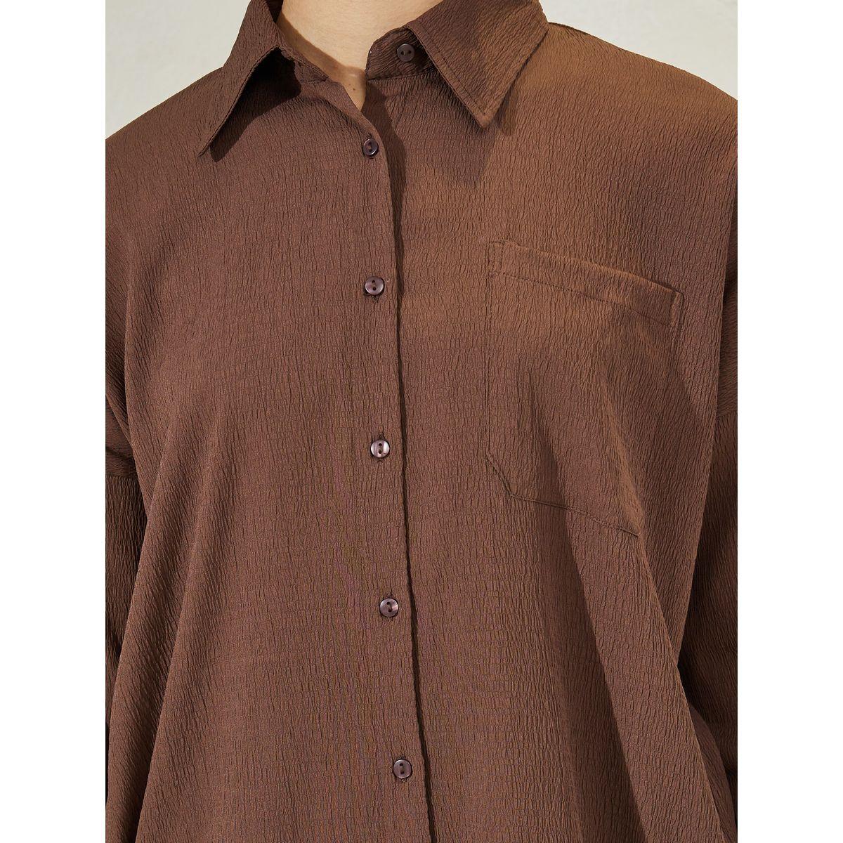 Styli Oversized Textured Shirt & Pants Co-Ords-women-clothing-coordsets-image-4