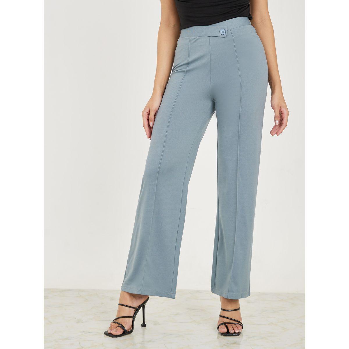 Styli Straight Fit Knit Tailored Pants with Centre Seam-women-clothing-bottoms-trousers-image-1