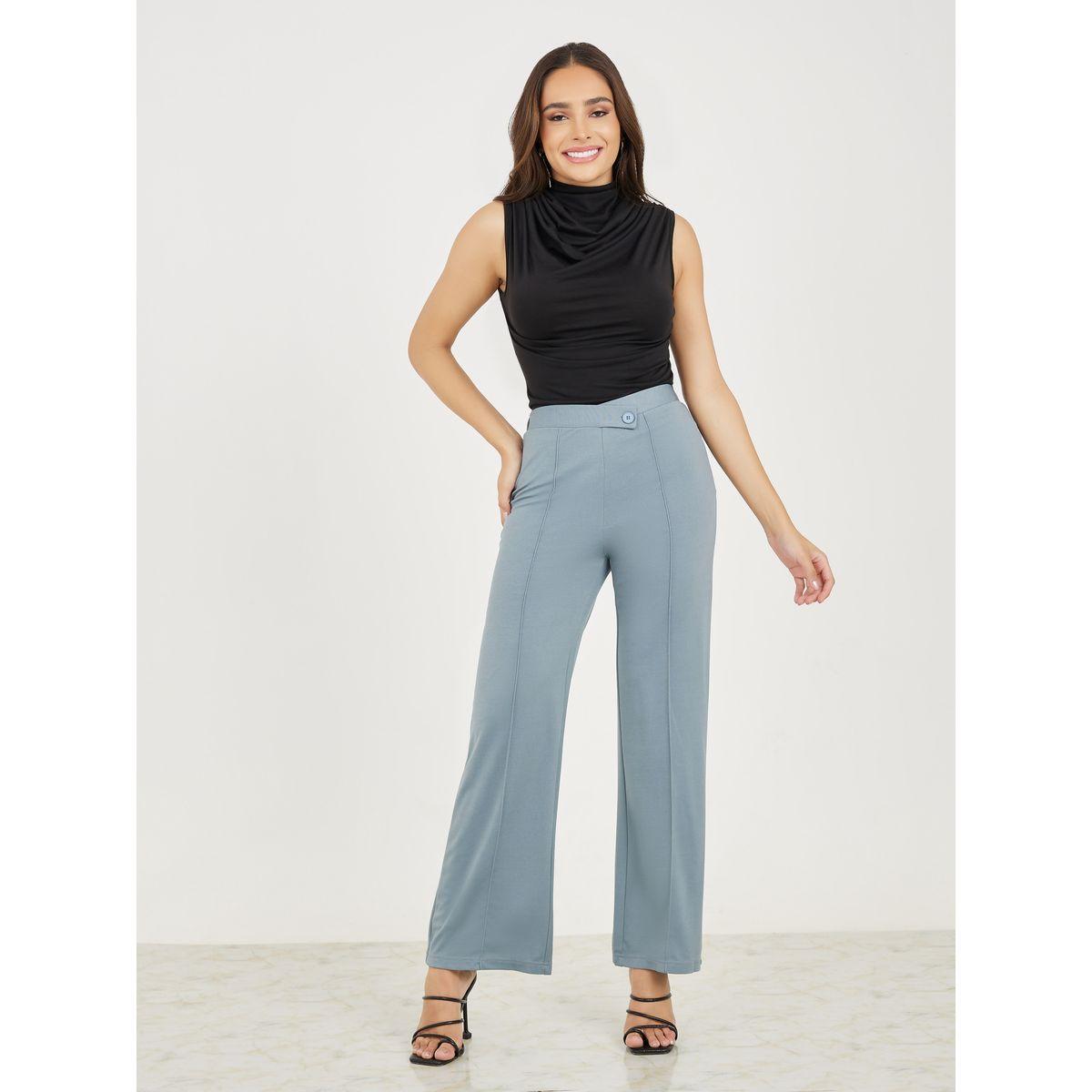 Styli Straight Fit Knit Tailored Pants with Centre Seam-women-clothing-bottoms-trousers-image-2