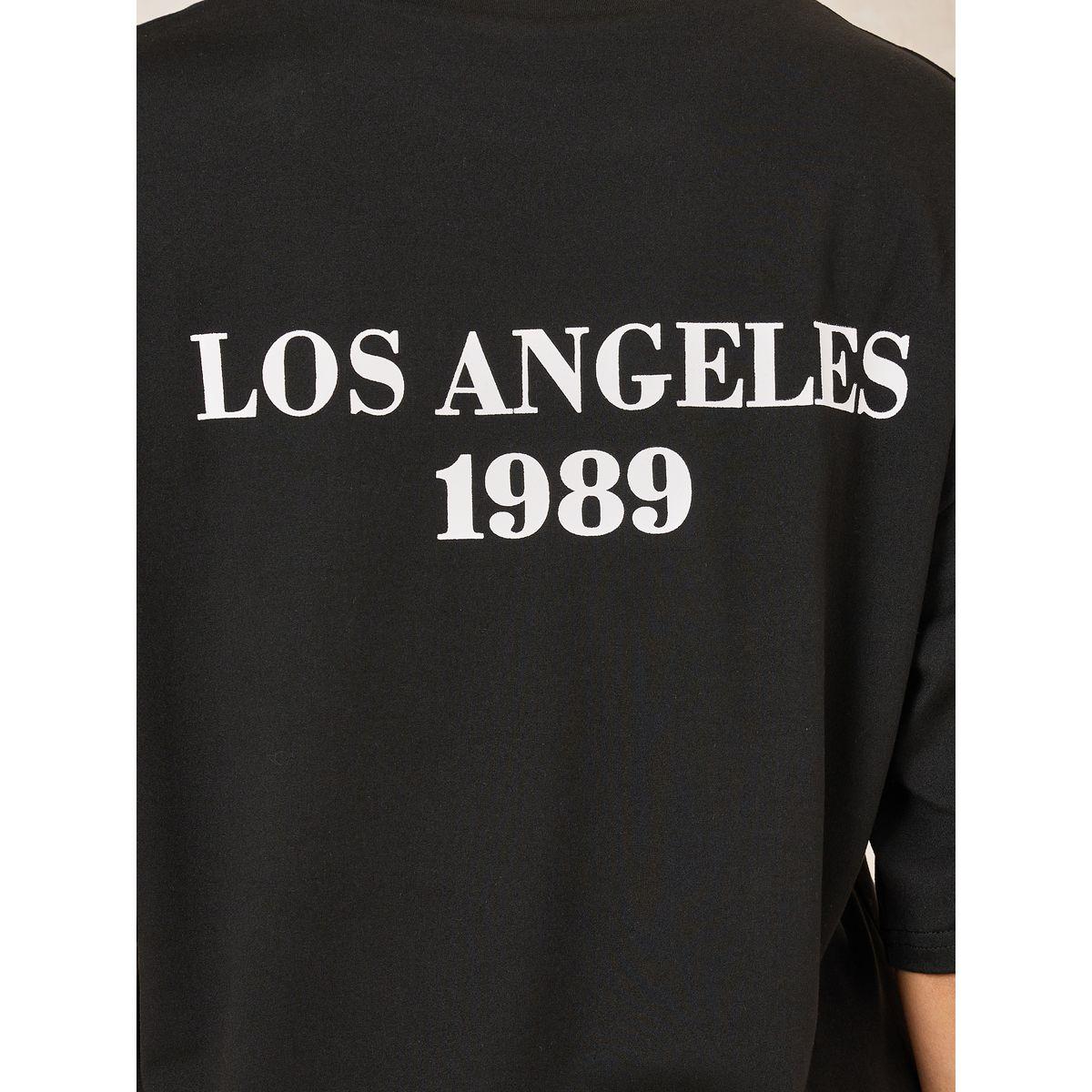 Styli Back Slogan Print Oversized T-Shirt & Flared Joggers Co-Ords-women-clothing-coordsets-image-2