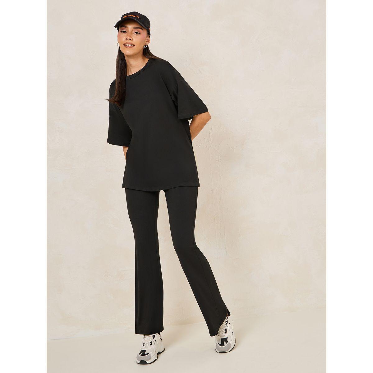 مجموعة من جوغر مع تيشيرت فضفاض بطبعة كتابة-women-clothing-coordsets-image-3