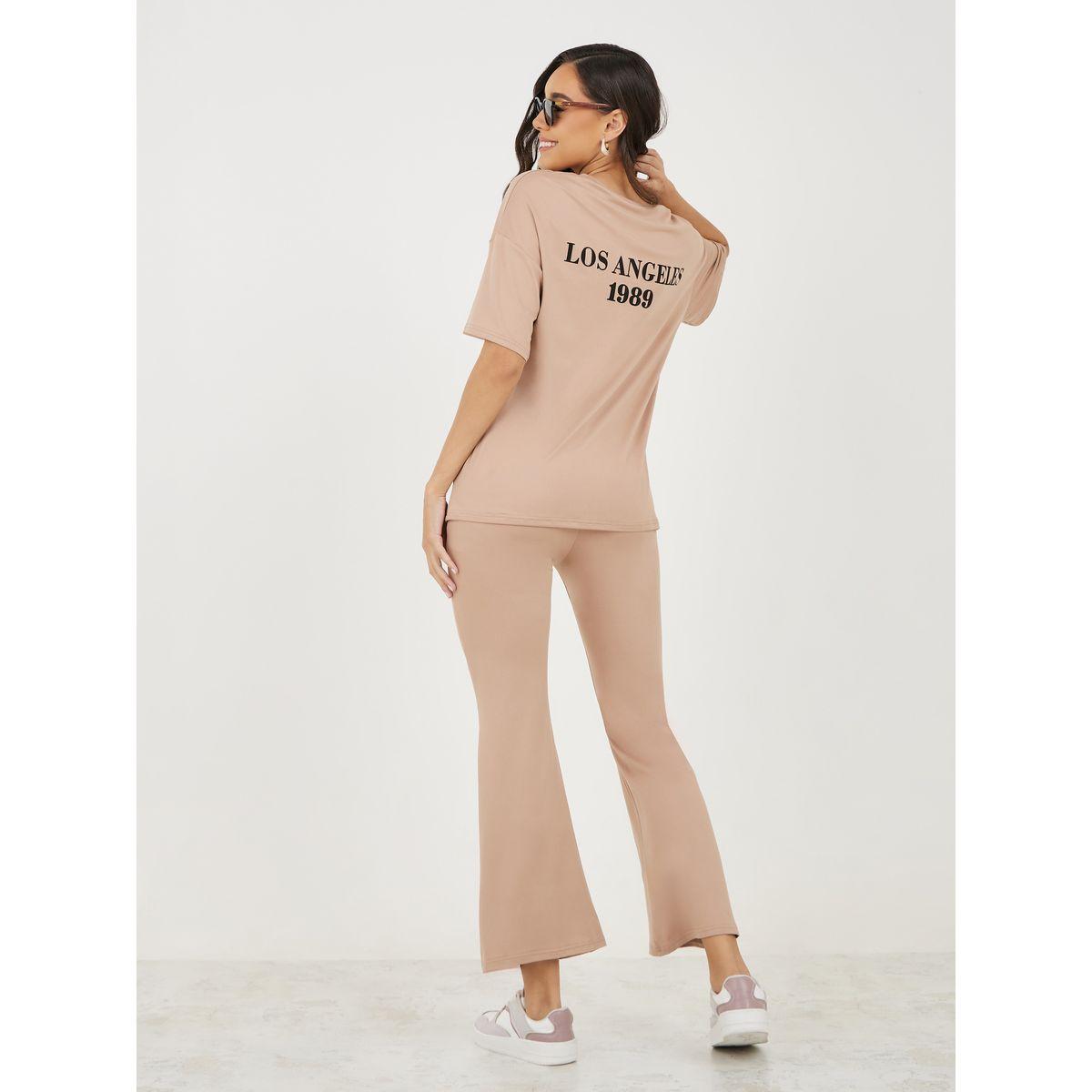 طقم منسق من جوغر واسع مع تيشيرت فضفاض بطبعة كتابة-women-clothing-coordsets-image-2