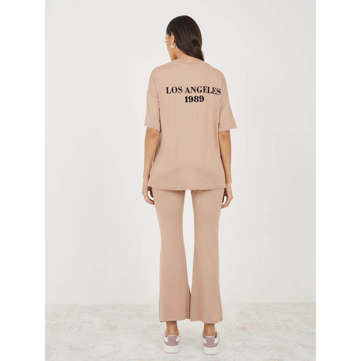 طقم منسق من جوغر واسع مع تيشيرت فضفاض بطبعة كتابة-women-clothing-coordsets-image-5