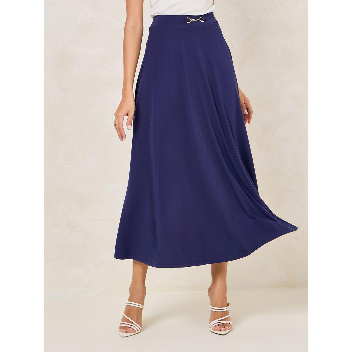Styli Solid Flared Chain Detail Maxi Skirt-women-clothing-bottoms-skirts-image-1