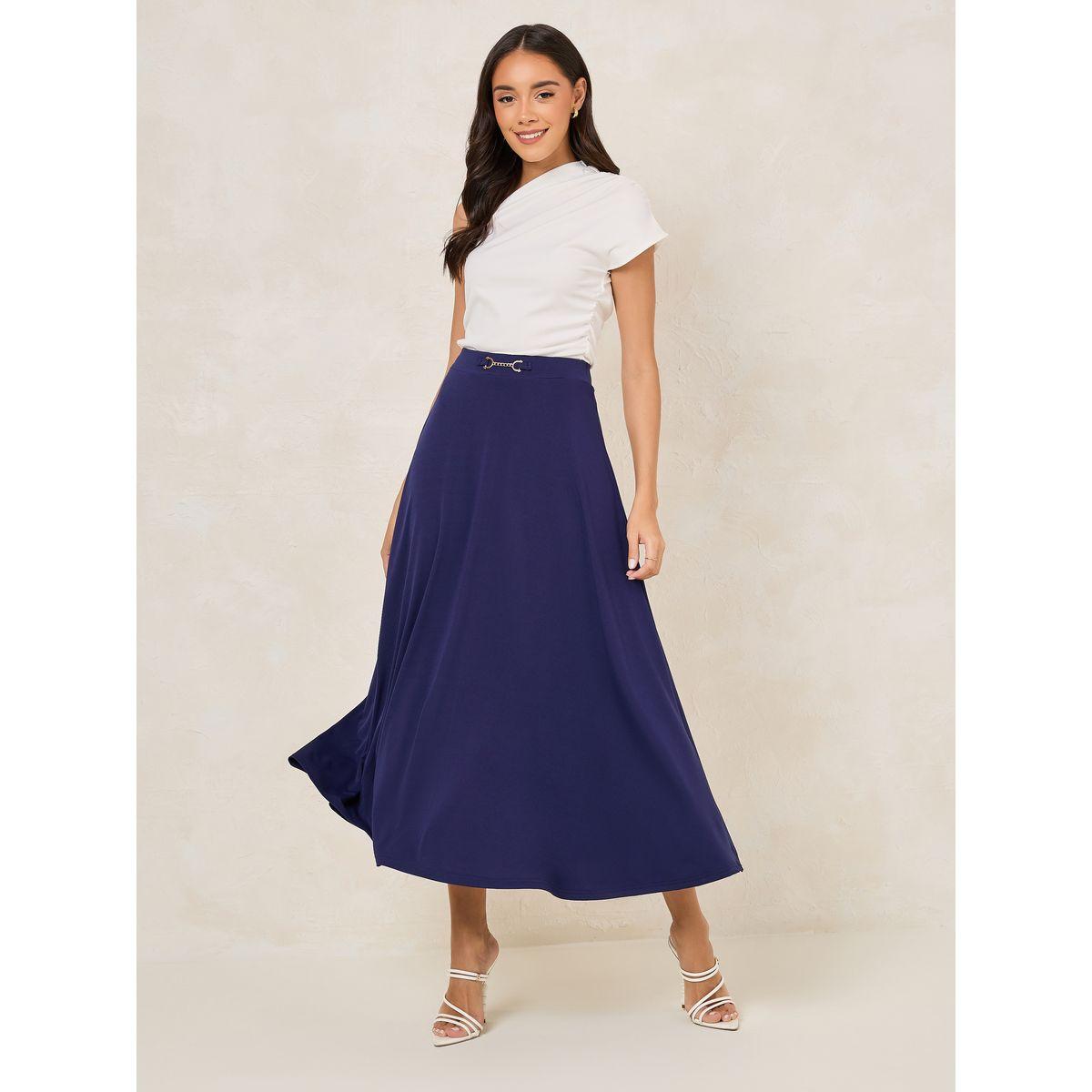 Styli Solid Flared Chain Detail Maxi Skirt-women-clothing-bottoms-skirts-image-2