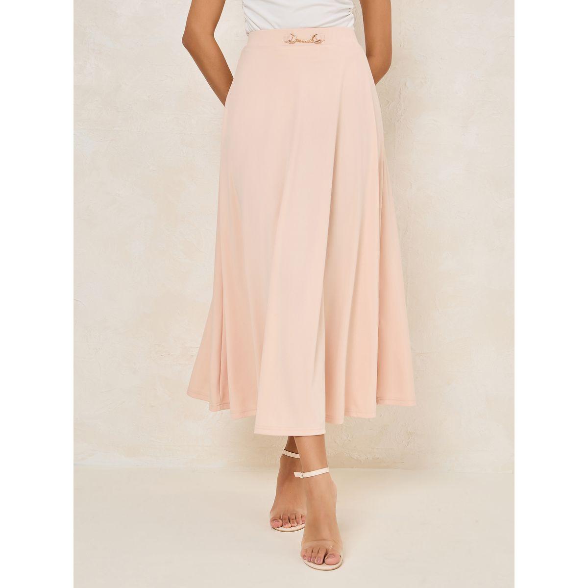 Styli Solid Flared Chain Detail Maxi Skirt-women-clothing-bottoms-skirts-image-1
