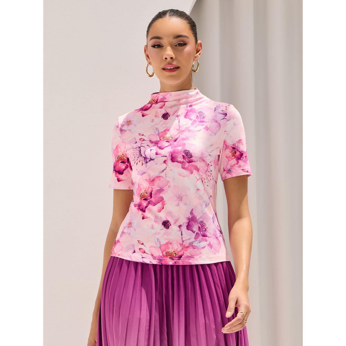 طقم منسق من تنورة بكسرات مع بلوزة بطبعة زهور-women-clothing-coordsets-image-5