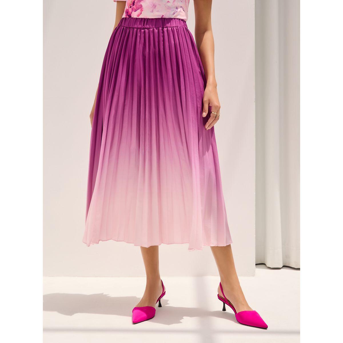 طقم منسق من تنورة بكسرات مع بلوزة بطبعة زهور-women-clothing-coordsets-image-7